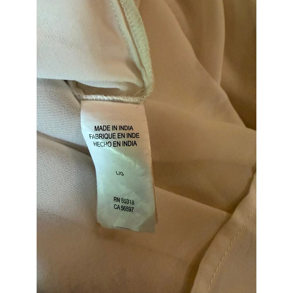 Lucky Brand Cream Floral Hi-Low Dress | V-Neck | Lace Trim | Boho | Size L - Picture 6 of 9